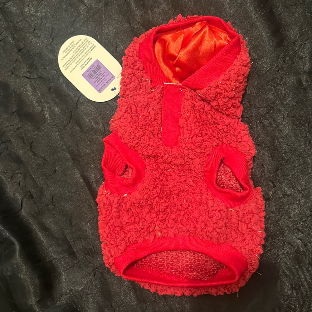 Dog Puppy Red Soft Sweater With Hood S Small